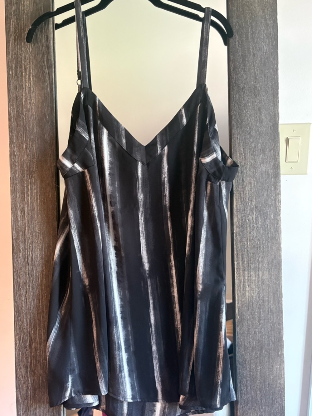 torrid Black Satin-Look Striped Tank Top